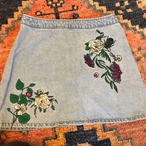 Embroidered Denim Mini Skirt